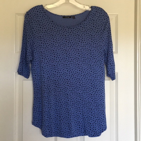 Apt 9 Polka Dot Elbow Sleeve Jersey Top - Picture 1 of 9